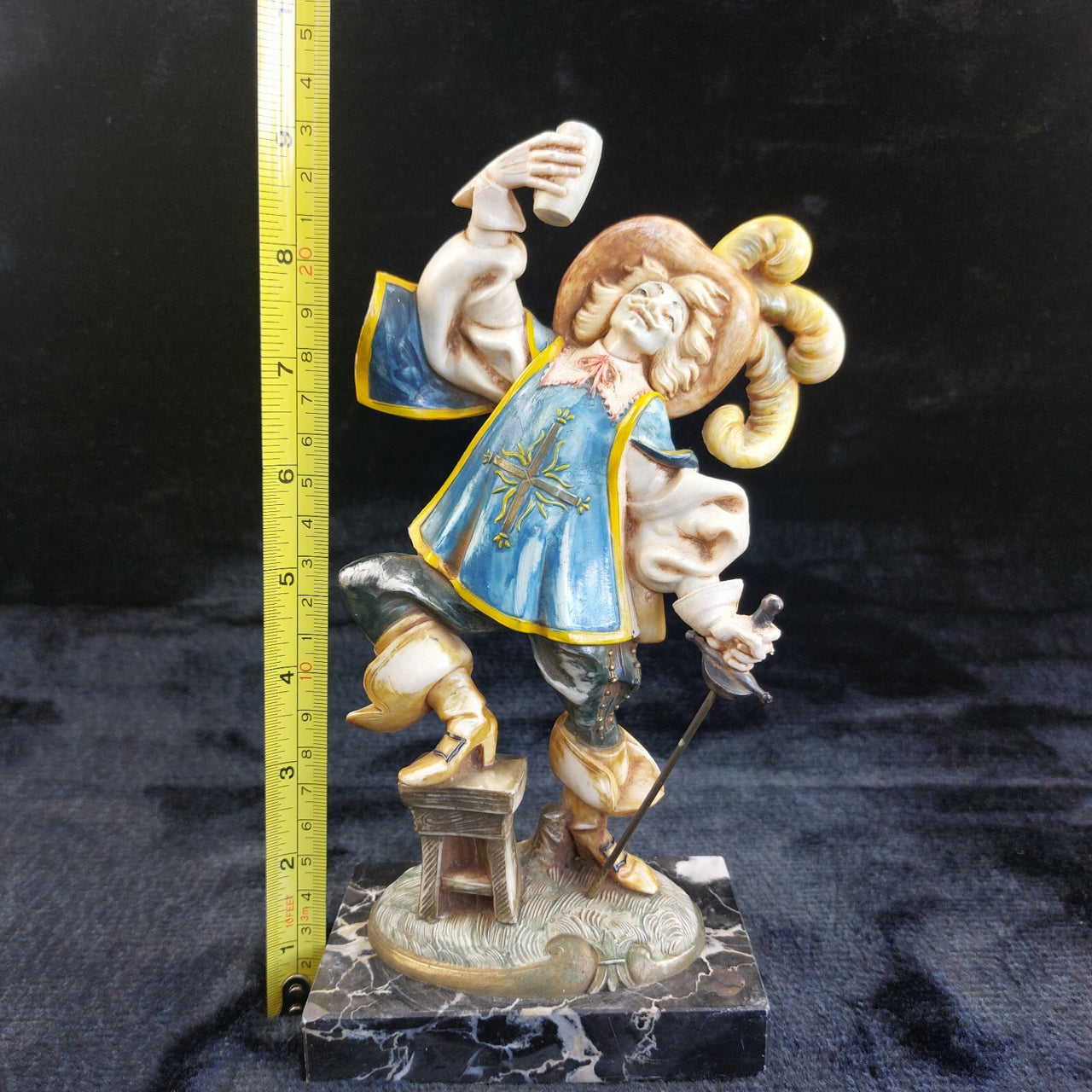 Italy Depose 732 Musketeer Figurine 9" Marble Base Hand Painted collectable gift1