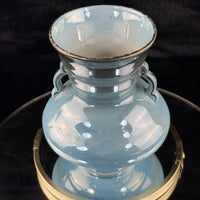 Thumbnail for Antique Maling Vase England –Blue Glazed Handle Twin Urn Shape 6.5” decor China,1