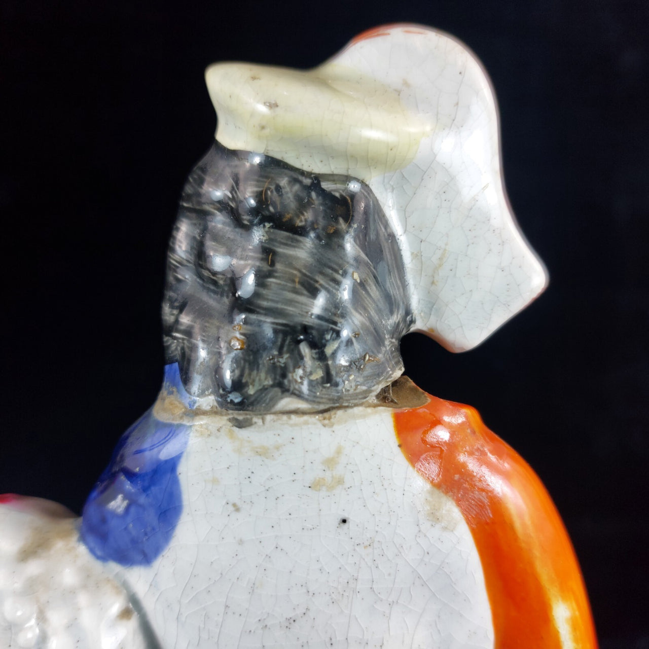 19th Century Royal Antique Staffordshire 11" Porcelain Figurine Man with Dog11