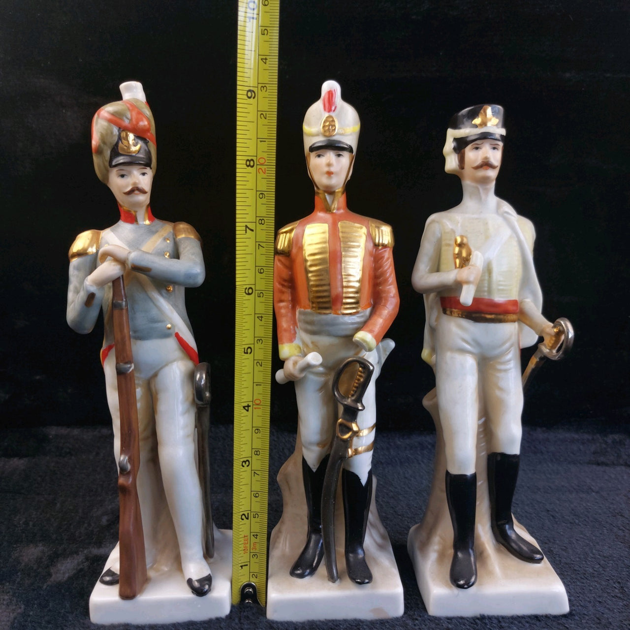 3Napco Military Porcelain Figurines Set Made in Sri Lanka Tall one hand broken3
