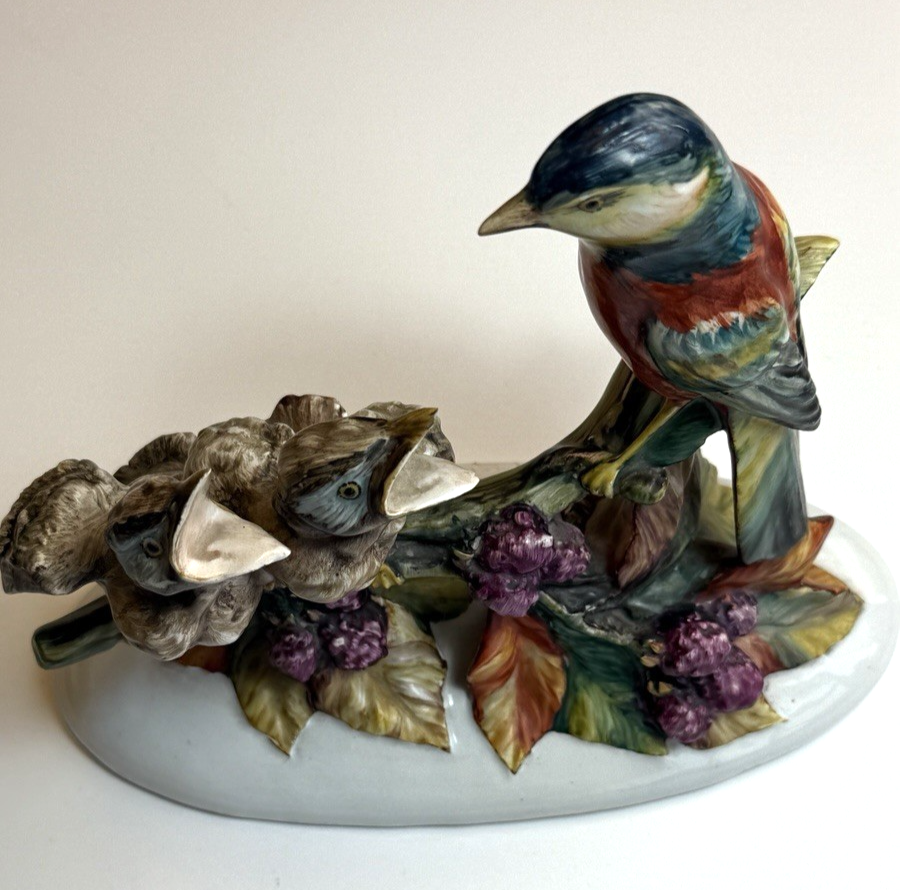 Stunning Rare Giuseppe Armani Figurine | Mother Bird Feeding 3 Chicks | Signed13