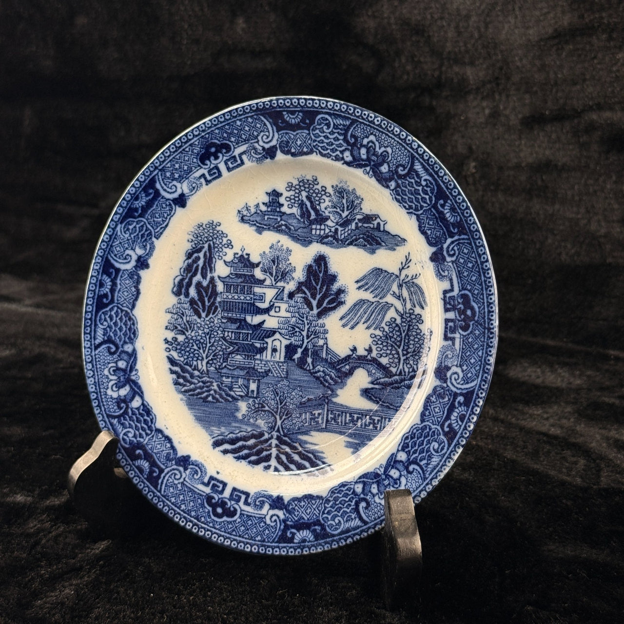 Maling Blue Willow 6.5" Plate England Vintage Porcelain Wall Hanging dec Crazing5
