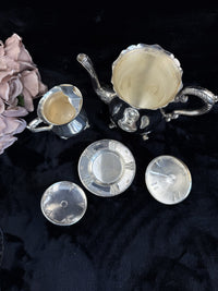 Thumbnail for silver plated tea pot & pitcher and plate with a lid Unbranded Victorian Antique8