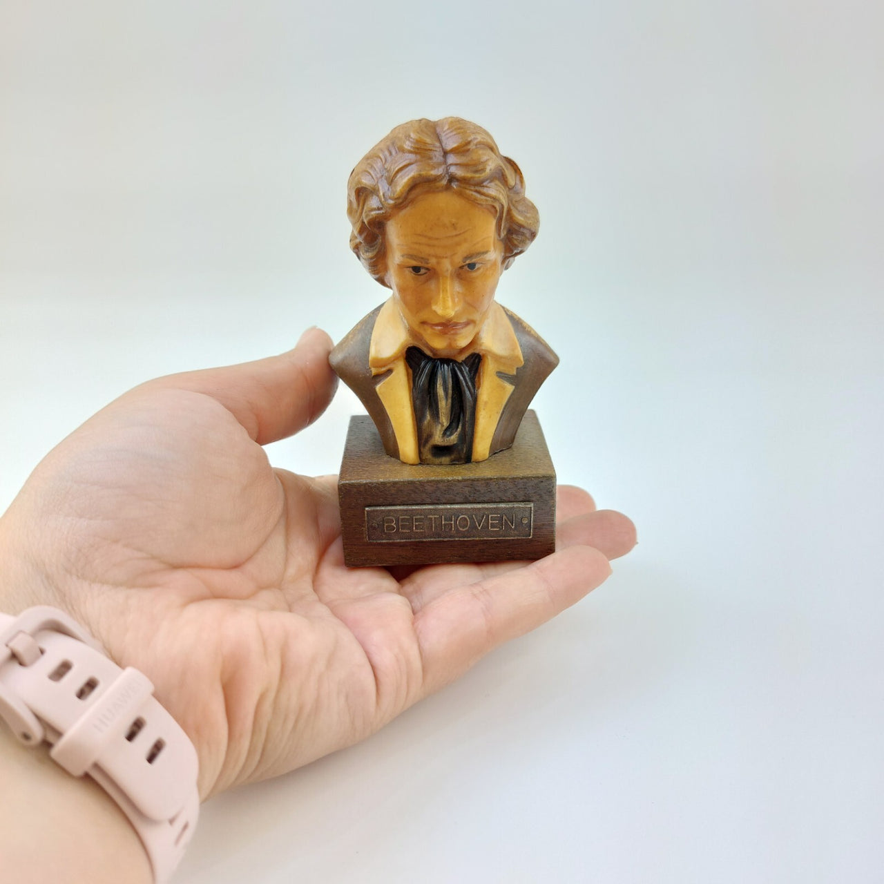 Rare ANRI Handcrafted Vintage Beethoven Bust on Wood Base with Metal Nameplate9