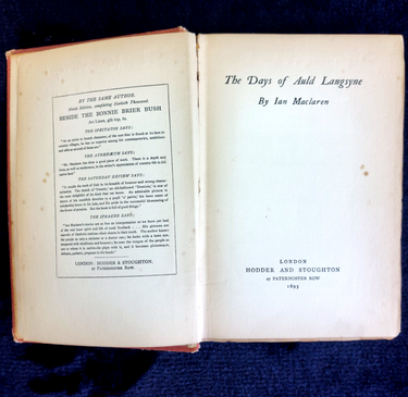 1895 Hodder The Days of Auld Langsyne Ian Maclaren Antique Book Worn Collectable0