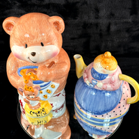 Thumbnail for Britannia Though Paws biscuit Jar & Lady Teapot Set 1993 Ceramic kitchen decor1