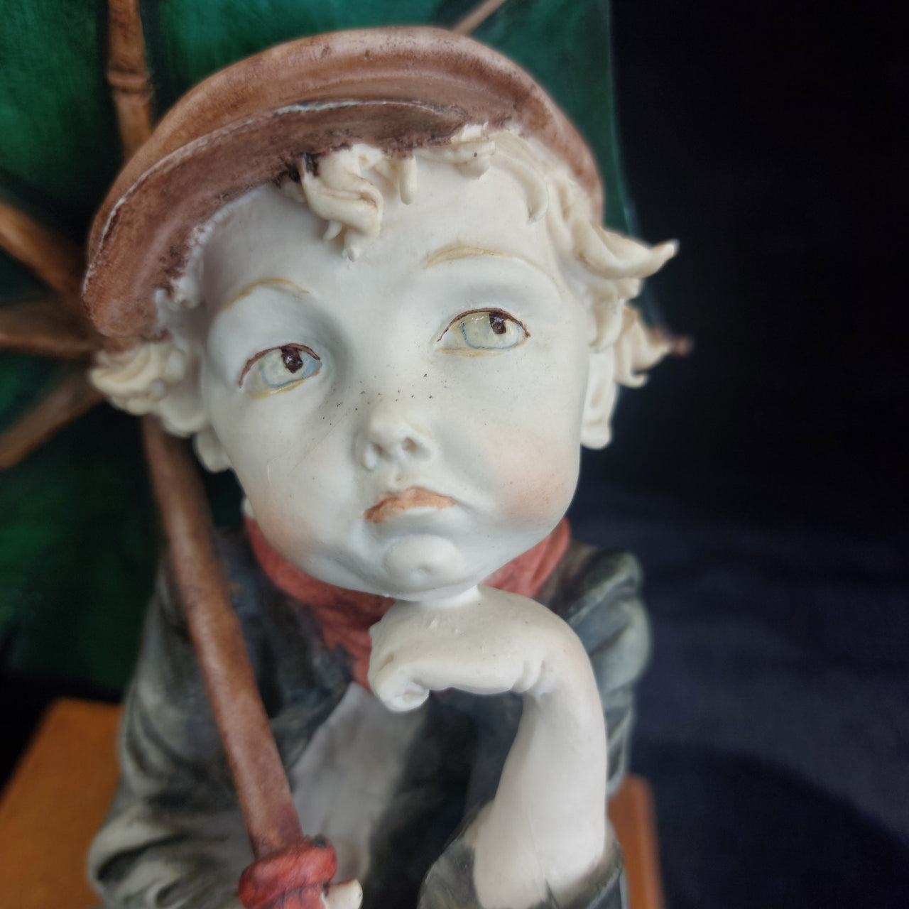 N Capodimonte Boy Dog Figurine Signed A.G. see pics 9.5" bookshelf decor vtg2