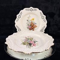 Thumbnail for Royal Creamware Floral Gift Plates x2 Buttercups Wild Roses Ltd Ed England 10.5