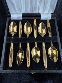 Thumbnail for Exquisite Vintage Gold Plated Spoon Set of 6 with Ornate Floral Design3