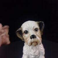 Thumbnail for Vintage Terrier Ceramic Figurine Dog | Sitting Puppy Statue | White & Brown Time6