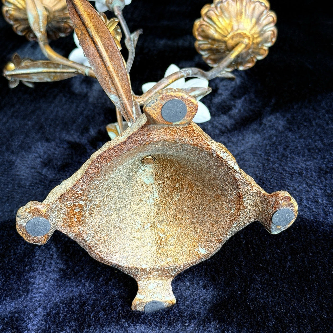 Italian Style Bronzed Brass Floral Candlestick White Ceramic Flowers gift 40cm20