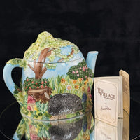 Thumbnail for Annie Village Rowe Collectables Teapot Hedgehog Garden Scene 731g Hand Painted1