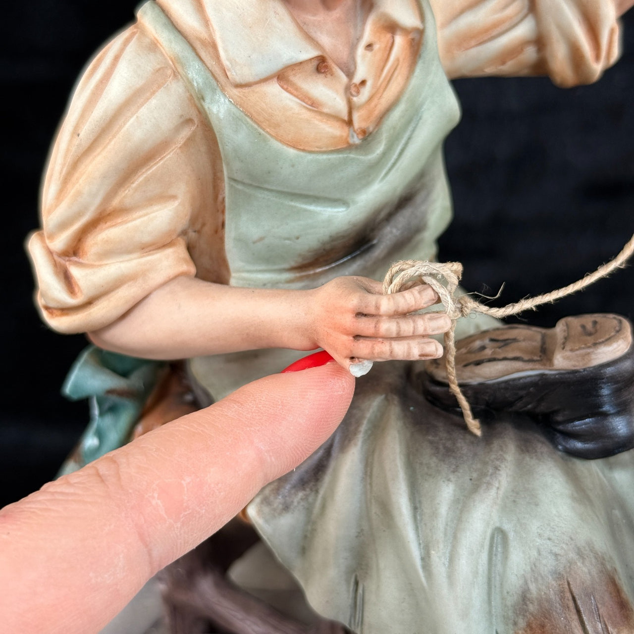 Cortese Capodimonte Figurine Porcelain Shoemaker Scene Italy 1963 Signed 9 in12