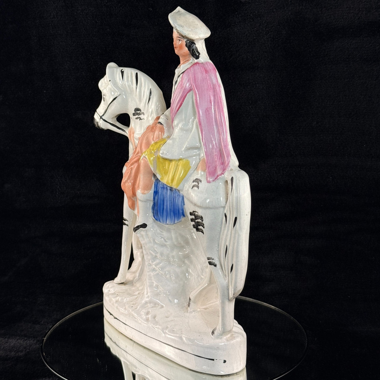 1800s Staffordshire Pottery Large Horse Rider Figure Hand Painted Antique seePic4