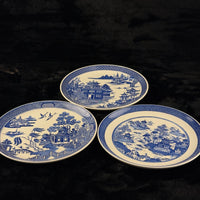 Thumbnail for Spode Mint Danbury Willow Pattern Plates x3 Temple Landscape antique Blue White19