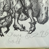 Thumbnail for Original Signed & Dated Pen & Ink Drawing Framed Lions & Goats Folk Art Picture13