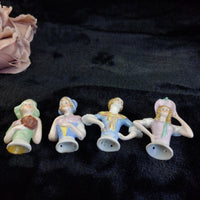 Thumbnail for Porcelain Doll Half Lot of 4 Foreign Marked Hand Painted Figurines 3in Worn16