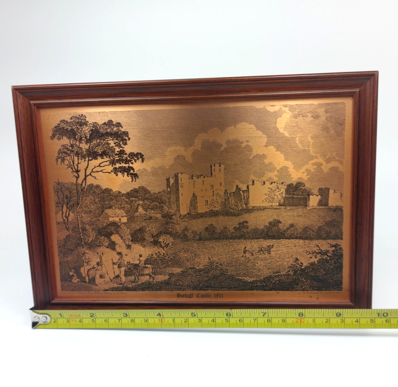 Rare Framed Copper Etching Bothal Castle    Landscape 1811  24x17.5cm Vintage 1