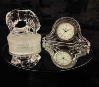 Thumbnail for Waterford Elegant Crystal Clock & Frosted Horse Figurine Desk Decor Set Clear de0