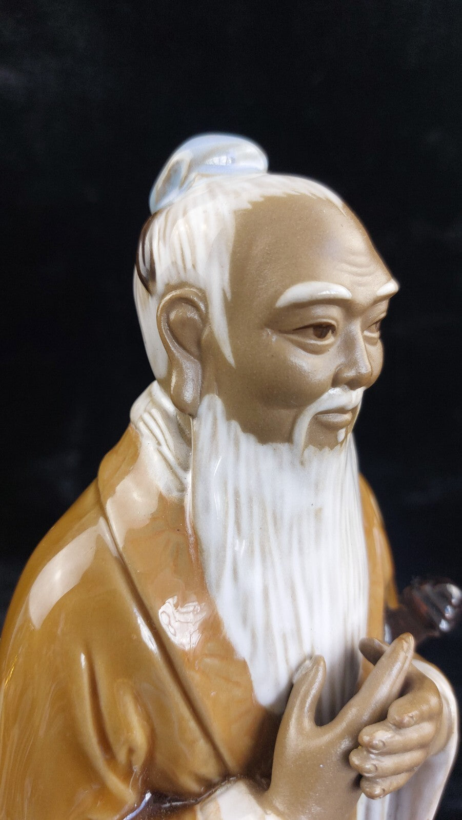 Chinese Porcelain Figure Confucius Good Glazed 1291g Statue Brown White Rob 30c10