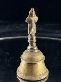 Thumbnail for Antique Indian Puja Brass Bell 3.5â Hindu Temple Ritual Handbell Deity Handle4