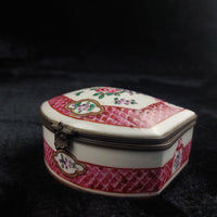 Thumbnail for Chinese Porcelain Trinket Jewelry Box Floral Pink Lattice 3