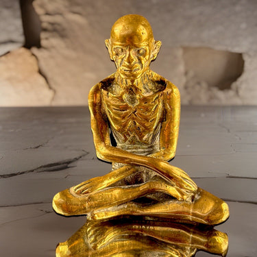 Antique Indian Brass Starving Buddha Statue – 3” Fasting Siddhartha Figurine.0