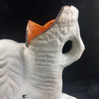Thumbnail for Rare Antique Dog Staffordshire Pair 13â Mantle porcelain Victorian decor White13