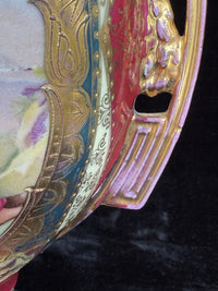 Thumbnail for Antique 19th Century Royal Vienna Urn Lamp Romantic Scene Gold Accents Large13