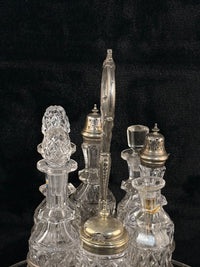 Thumbnail for Antique SilverPlated & Cut Glass Cruet Set SixBottle Castor with Stand Victoria15