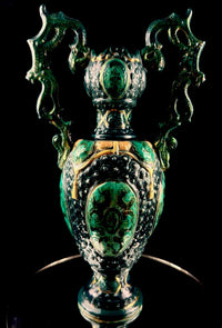 Thumbnail for Romano Majolica Style Ornate Green Vase Glazed Ceramic 15” Antique Vase1