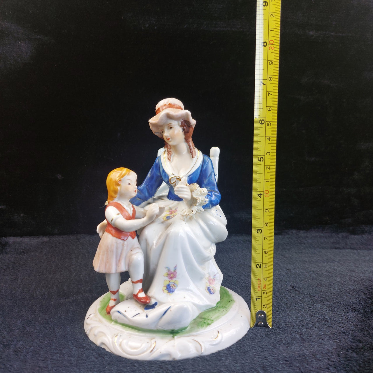 Vintage Lady Porcelain And Girl Figurine Hand Painted Lace Detail see the pics.2