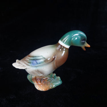Vintage Porcelain Duck Good Figurine Mallard Green Head Glazed Ceramic 5