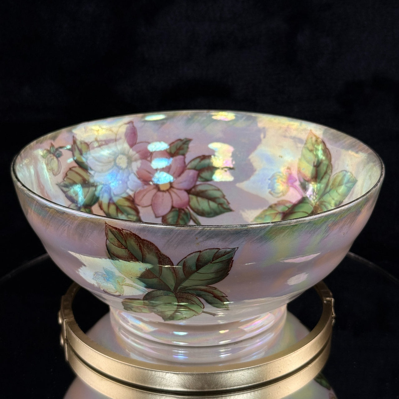 Maling Dahlia Lustre large Bowl Pink Floral England 20cm HandPainted gift10