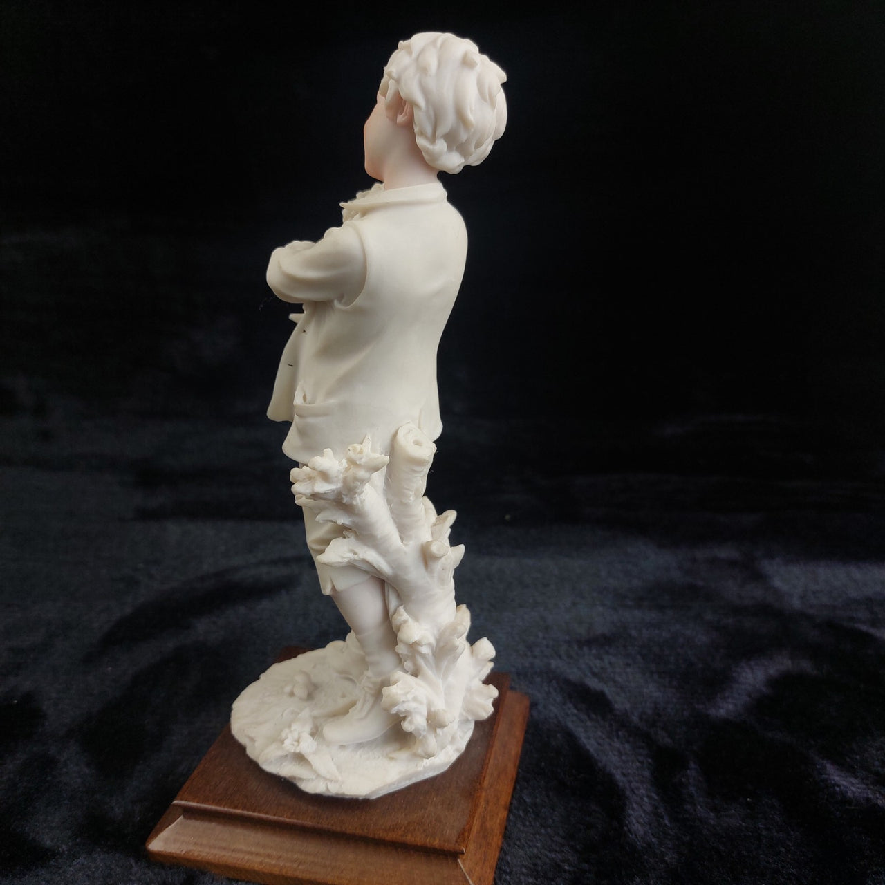 V. Belcari Figurine Boy with Dog Italy Armani Porcelain Sculpture Vintage 8"4