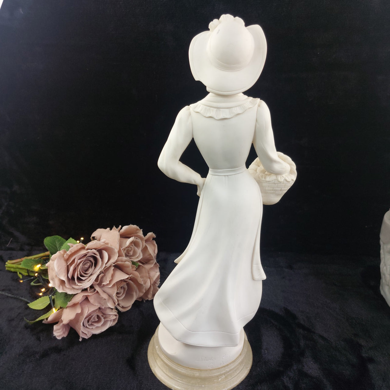 Studio Bessi G. Lady Figurine Signed Resin, Country, hat damaged 17" Tall deco.9
