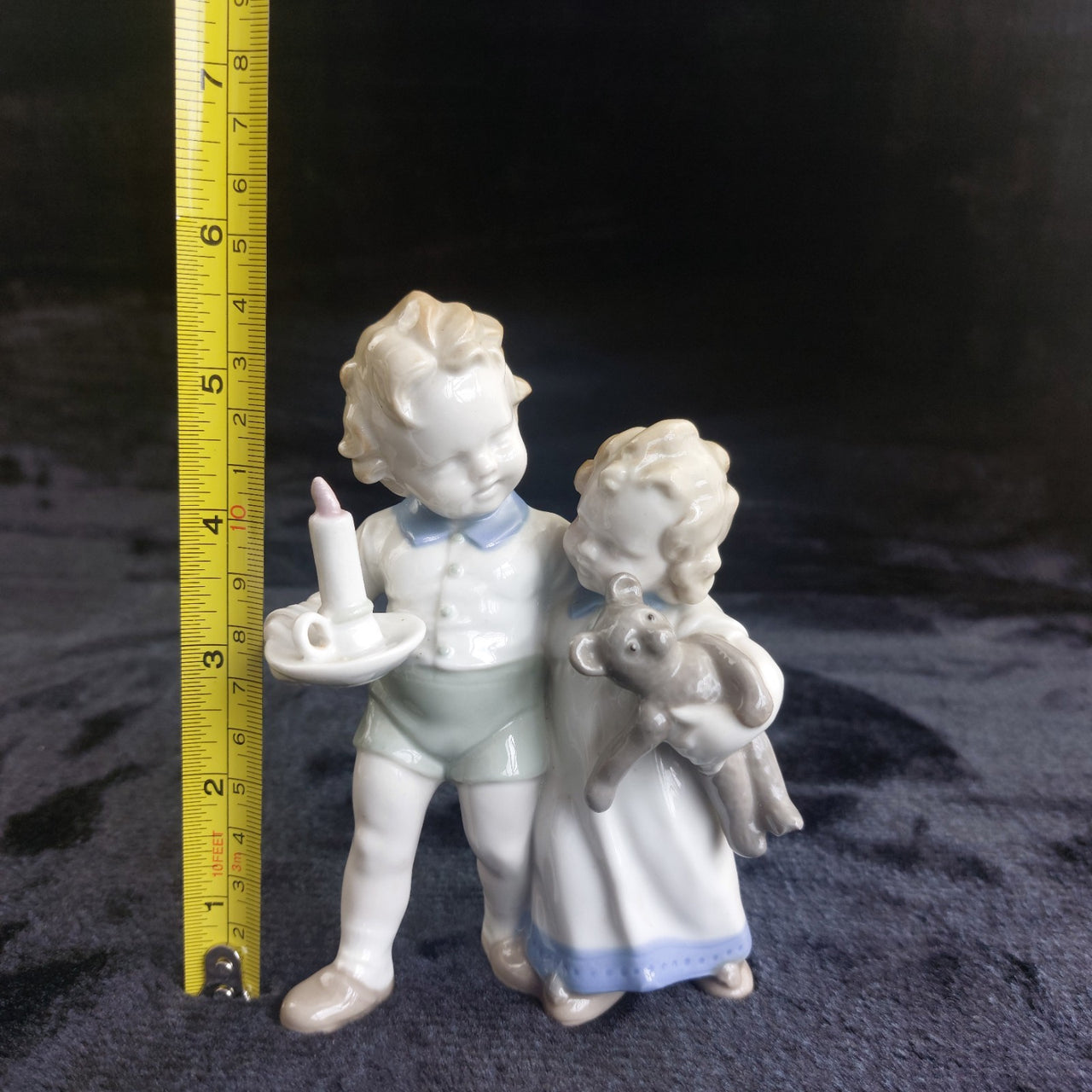 Scheidig Kunst Porcelain Children Candle Bear Figurine Germany 1940s Vintage3