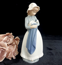 Thumbnail for Nao by Lladro Girl lady Figurine 10in 1991 Lamb Bonnet Baby see hat decor Lladró0