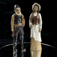 Thumbnail for Vintage  Signed by JR Art Pottery fisherman and wife clay figurine set of 2 Rare0