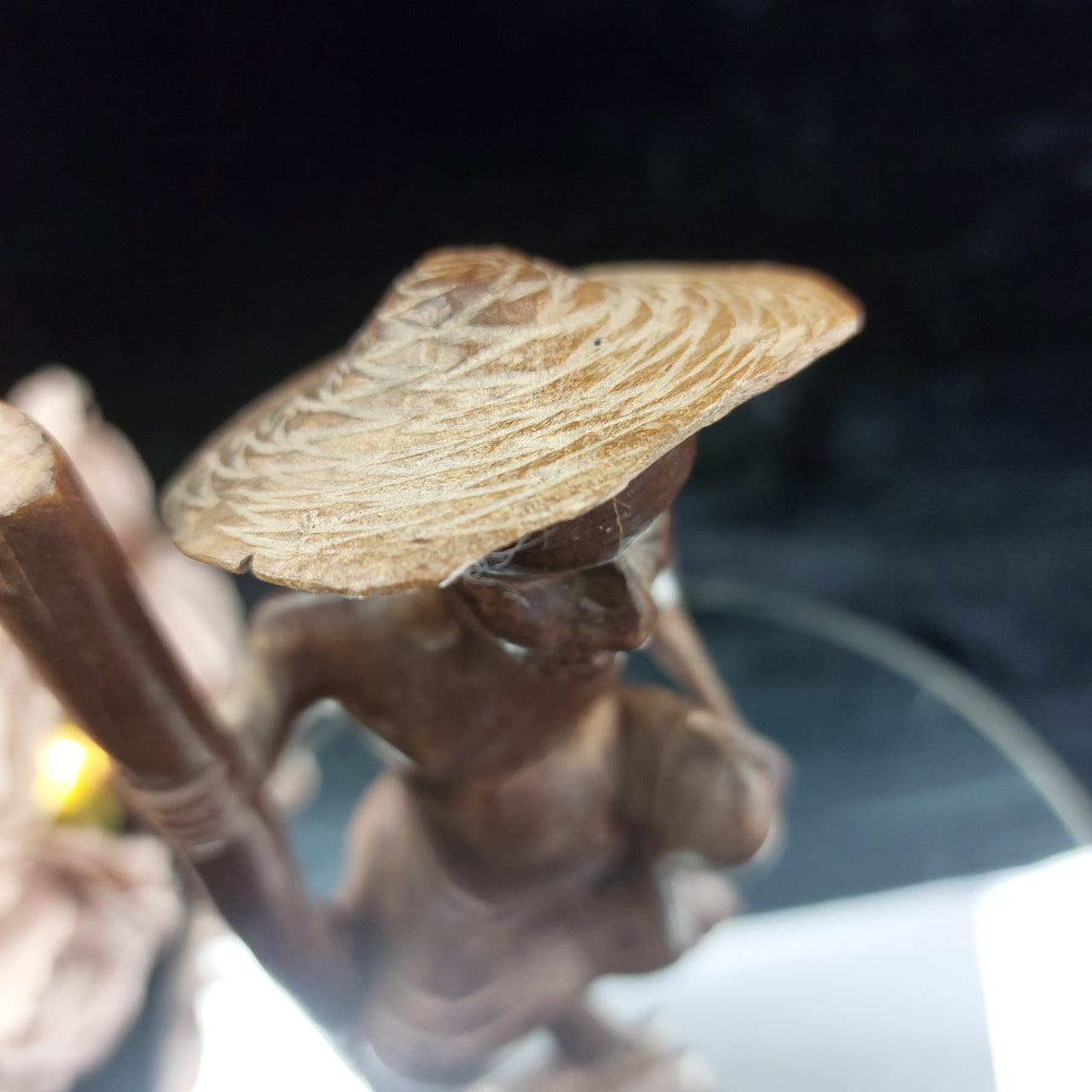 Sri Lankan Wood Statue Acceptable – Stilt Fisherman Sculpture Hat Broken Brown7
