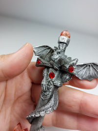 Thumbnail for Gothic Dragon  Figurine with Gem Sword - Heavy Metallic Collectible RARE Fantasy7