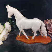 Thumbnail for Hand Carved Wooden Horse Figurine â Nose Damage- Rustic Decor Sculpture Orname5