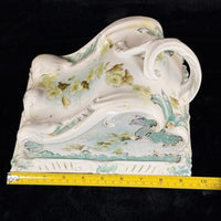 Thumbnail for Antique Porcelain butter dish Tureen Art Nouveau Floral Green Gilt Handle 9