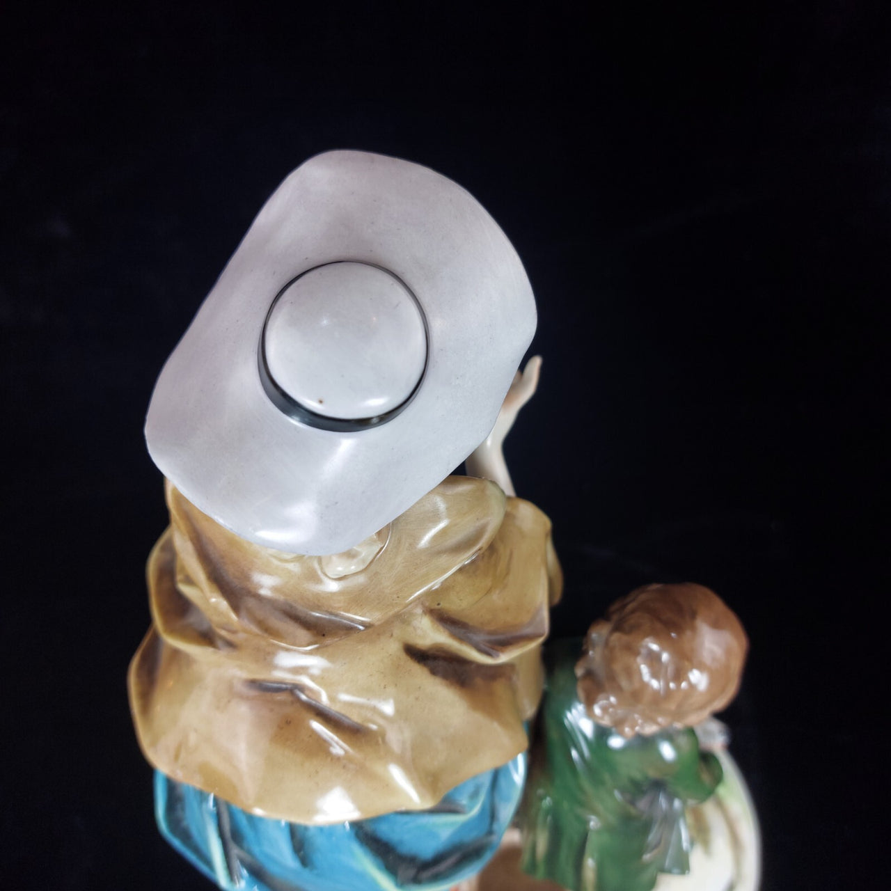 Volkstedt Figurine Porcelain Woman Child Dog Crown N Mark 30cm/12in German 1489g10