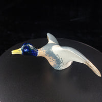 Thumbnail for Rare Studio Pottery Duck Figurine Glazed Mallard Style Repaired Wing decor2