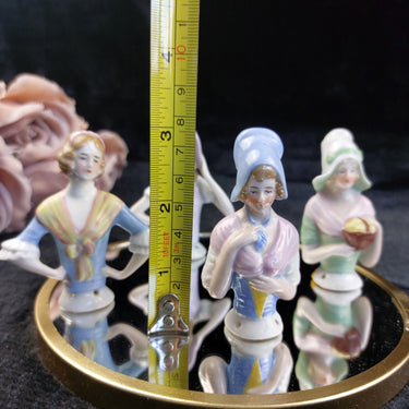Porcelain Half Doll Lot of 4 Foreign Marked Hand Painted Figurines 3in Worn1