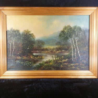 Original Oil on Canvas River Painting – Signed by E. Walker, See Pics Landscape 1