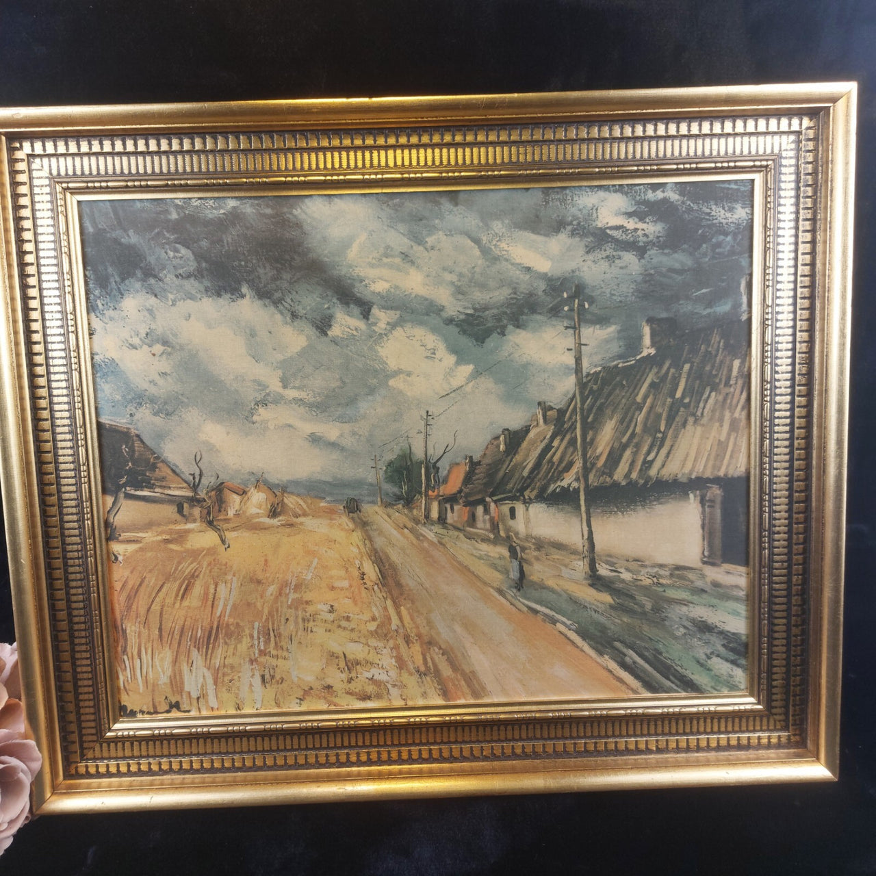 Continental School Gold Framed Print on Canvas Vintage 20"x24" Wall Art Large.5