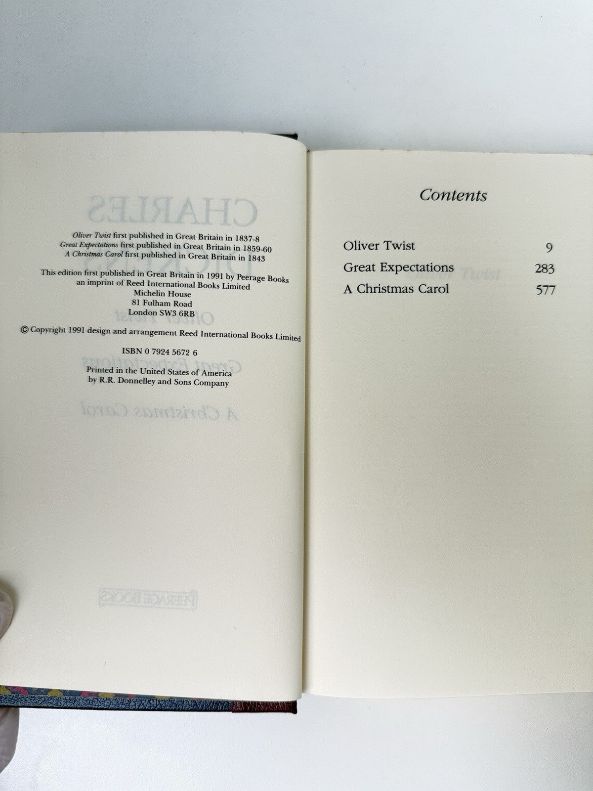 Charles Leatherette Dickens 1991 Peerage Book Gilt Edge 3in1 Oliver Twist5