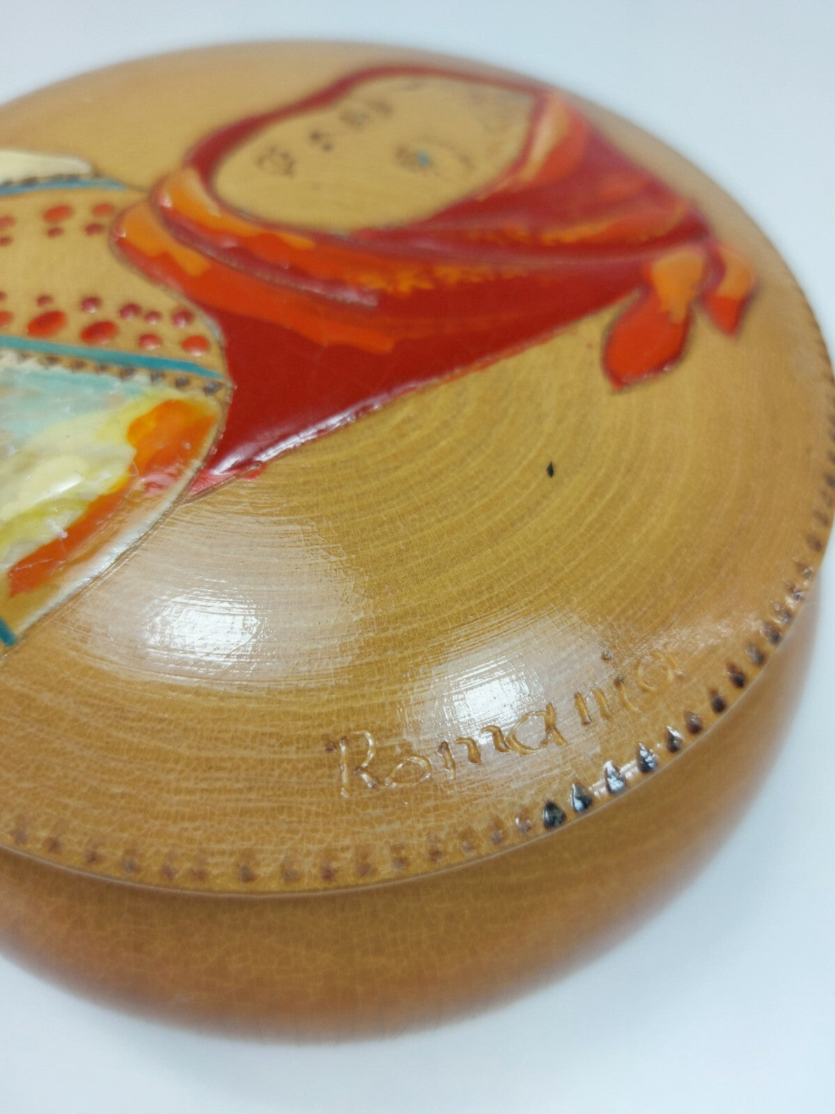 Hand-Painted Wood Box Trinket Arta Lemnului, Decor Romania Bucharest Collectable4